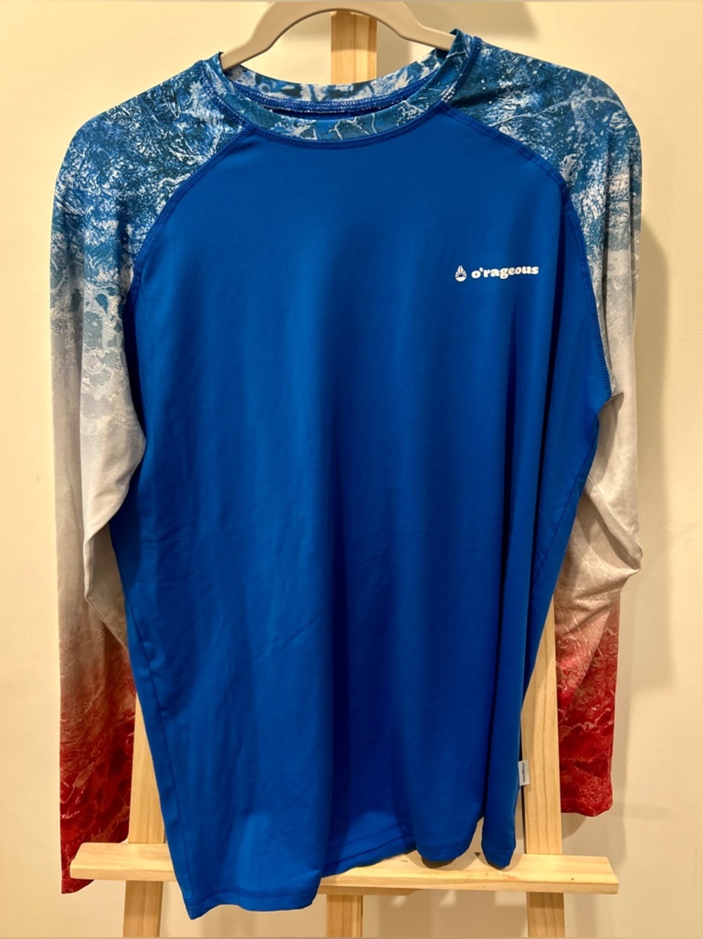 O'Rageous Men's M Blue Multicolor 50 SPF Sun Wicking Lightweight Long Sleeve